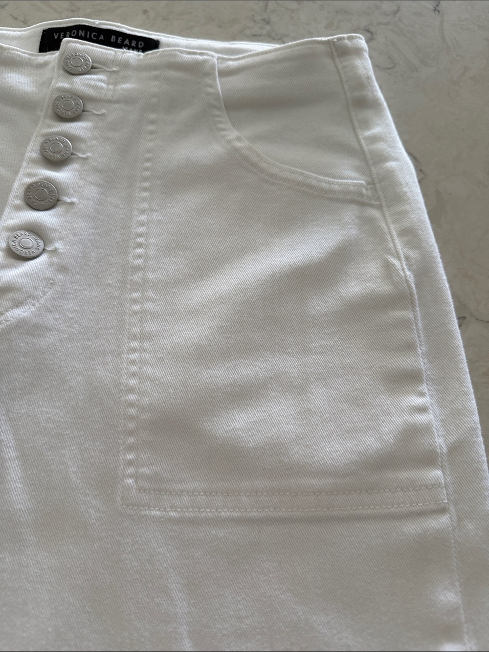 Worn Once! Veronica Beard White Wide Leg Crosbie Crop Jean. - Picture 4 of 12